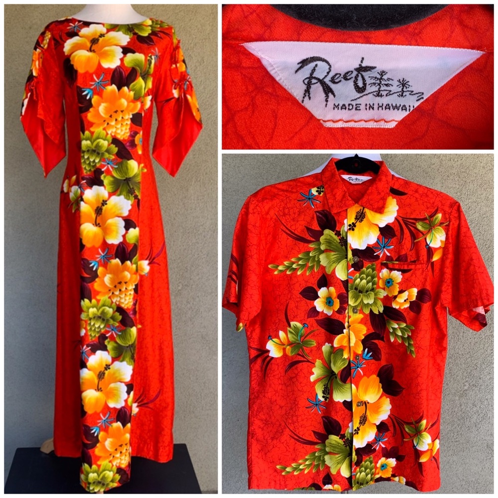 🌺Hawaiian Wedding Honeymoon Set Dress & Shirt 60s